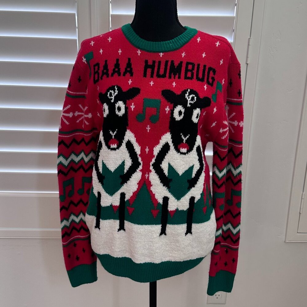 Baaa Humbug Sheep Christmas Party Sweater (M)